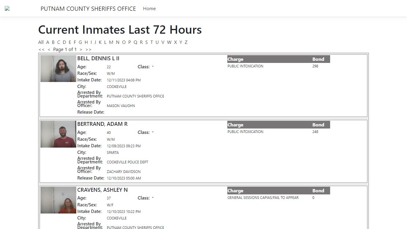 Inmates - ISOMS Portal - Putnam County TN Sheriff's Office